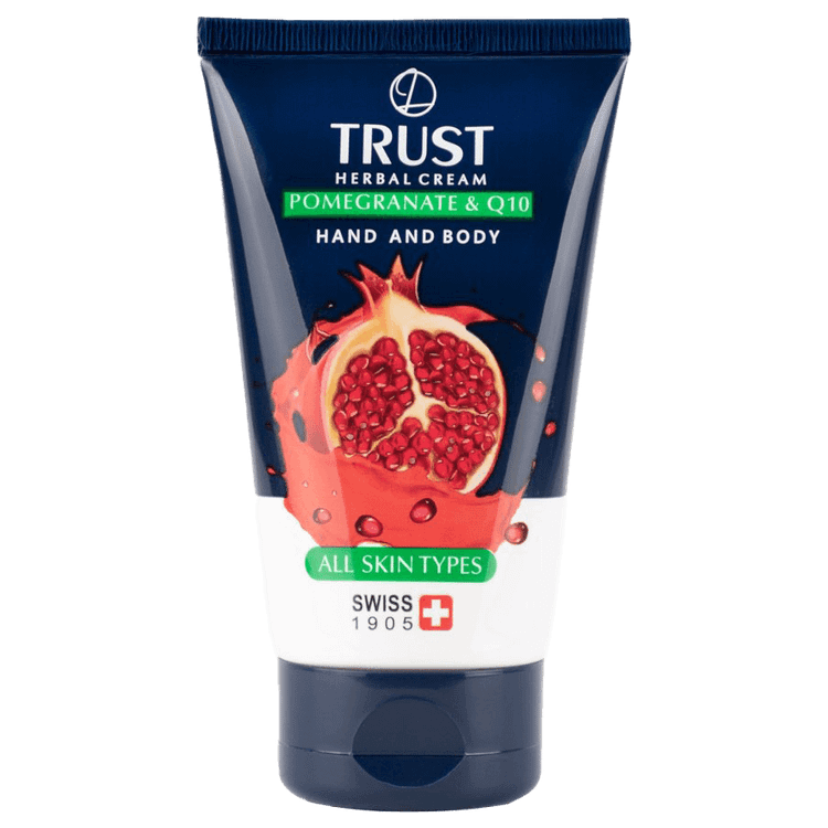 کرم دست و بدن انار و Q10دارای حجم ۱۵۰ میل pomegranate&Q10hand and body